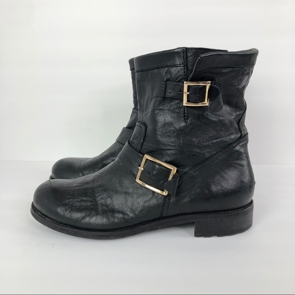 Jimmy Choo Youth Black Leather Biker Boots - Picture 3 of 11